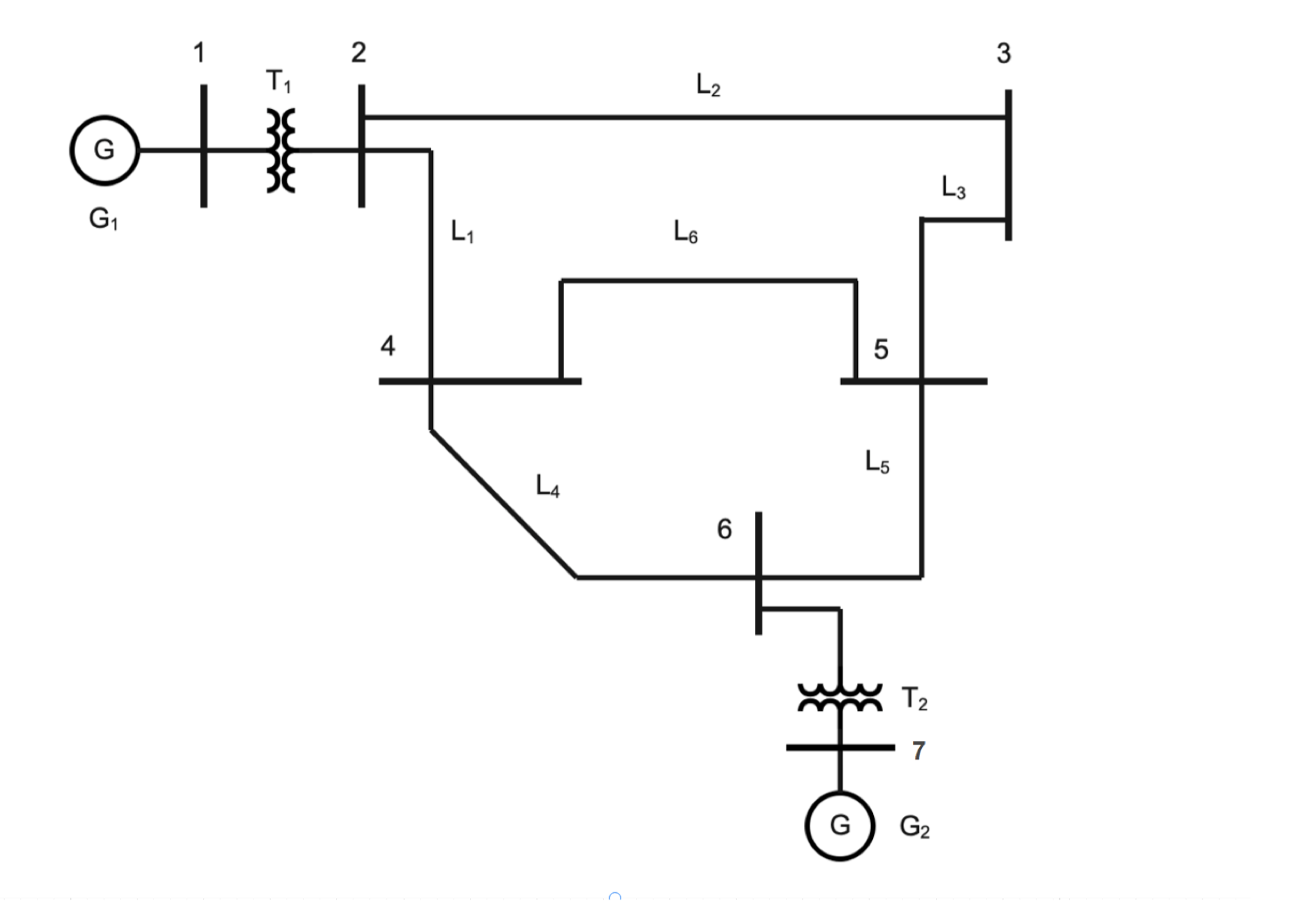 7-Node Looped Transmission Network Topology